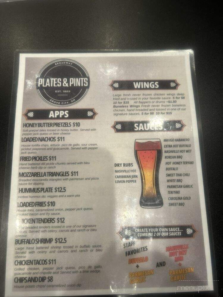Broadway Plates and Pints - Grove City, OH menu_pic