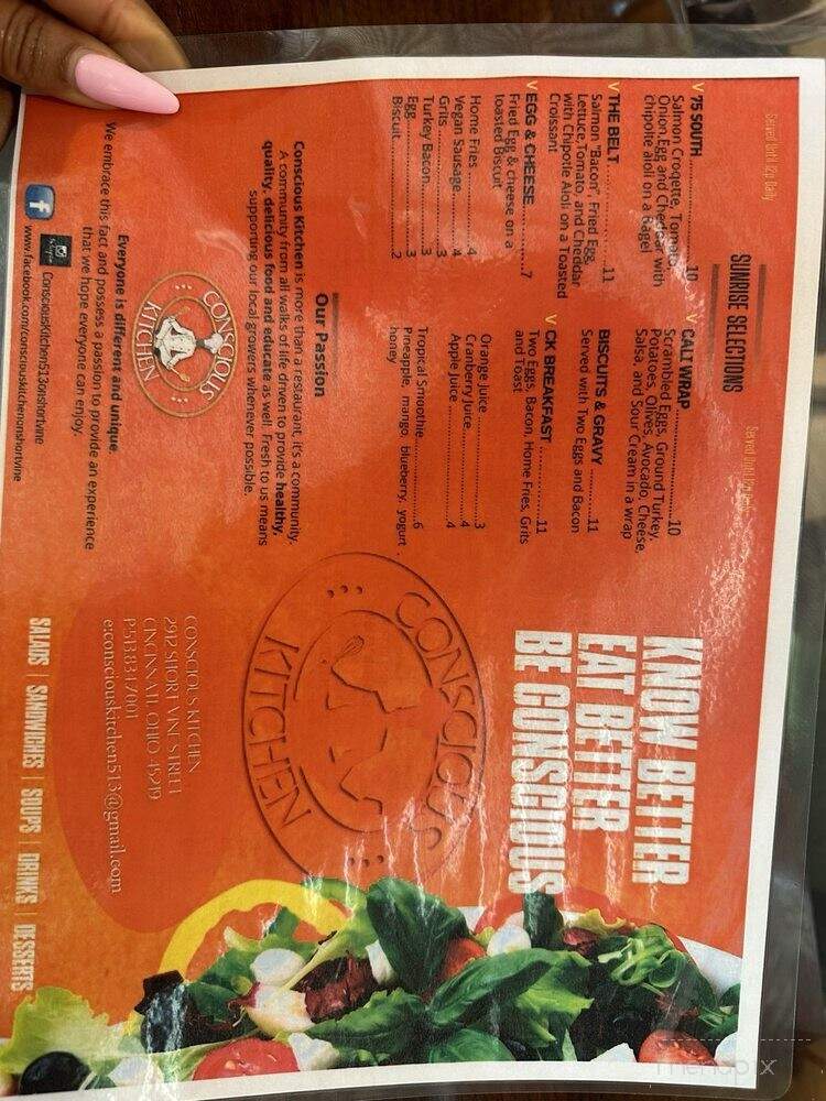 Conscious Kitchen - Cincinnati, OH menu_pic