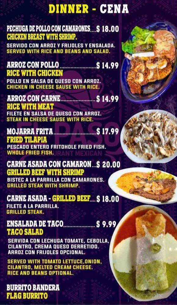 El Paso Mexican Resturant - Romney, IN menu_pic