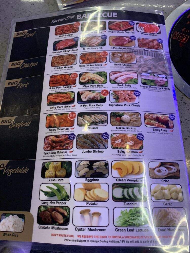 KPOT Korean BBQ & Hot Pot - Philadelphia, PA menu_pic
