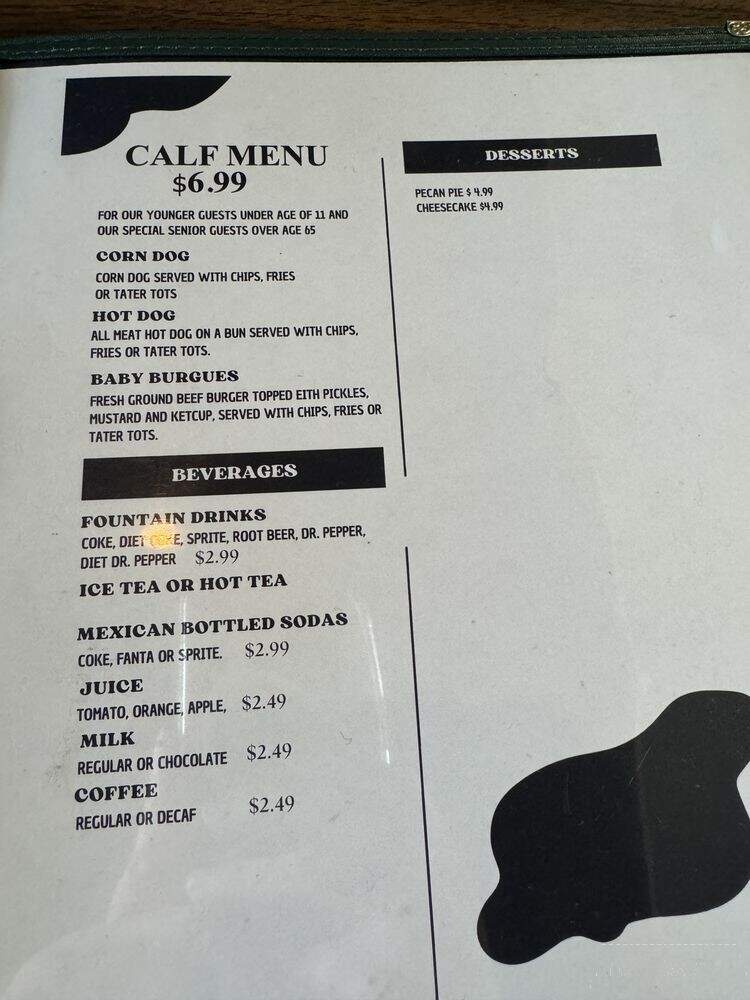 La Vaca Restaurant - Ruidoso, NM menu_pic
