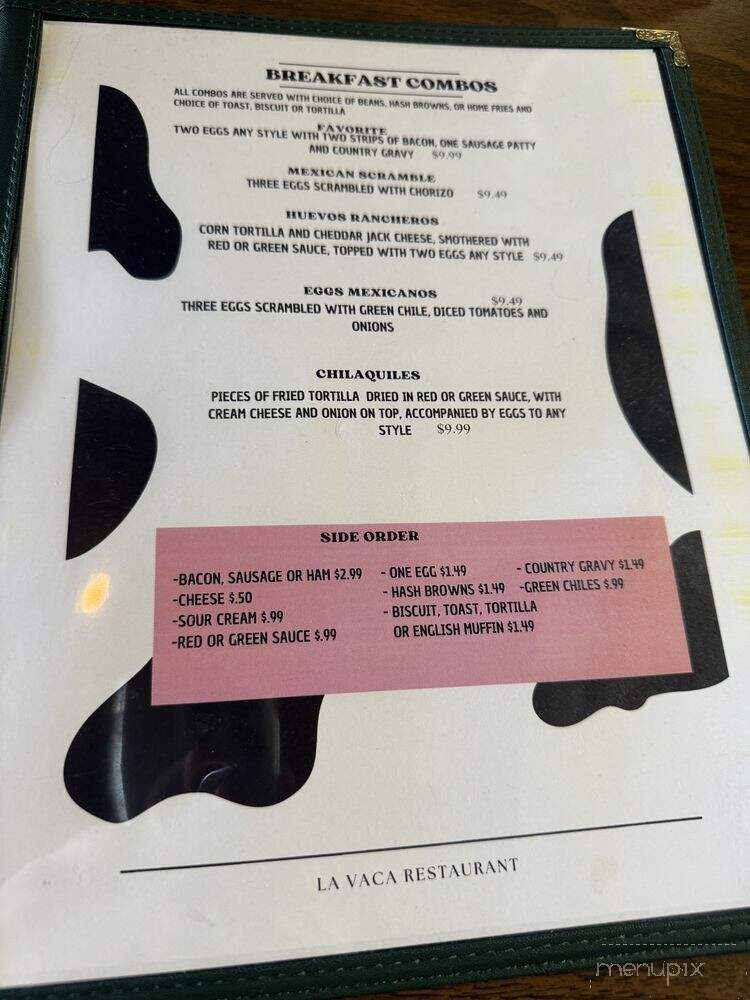 La Vaca Restaurant - Ruidoso, NM menu_pic