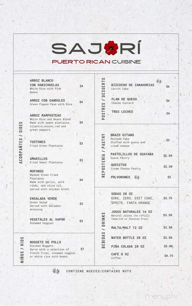 Sajori Puerto Rican Cuisine - Pantego, TX menu_pic
