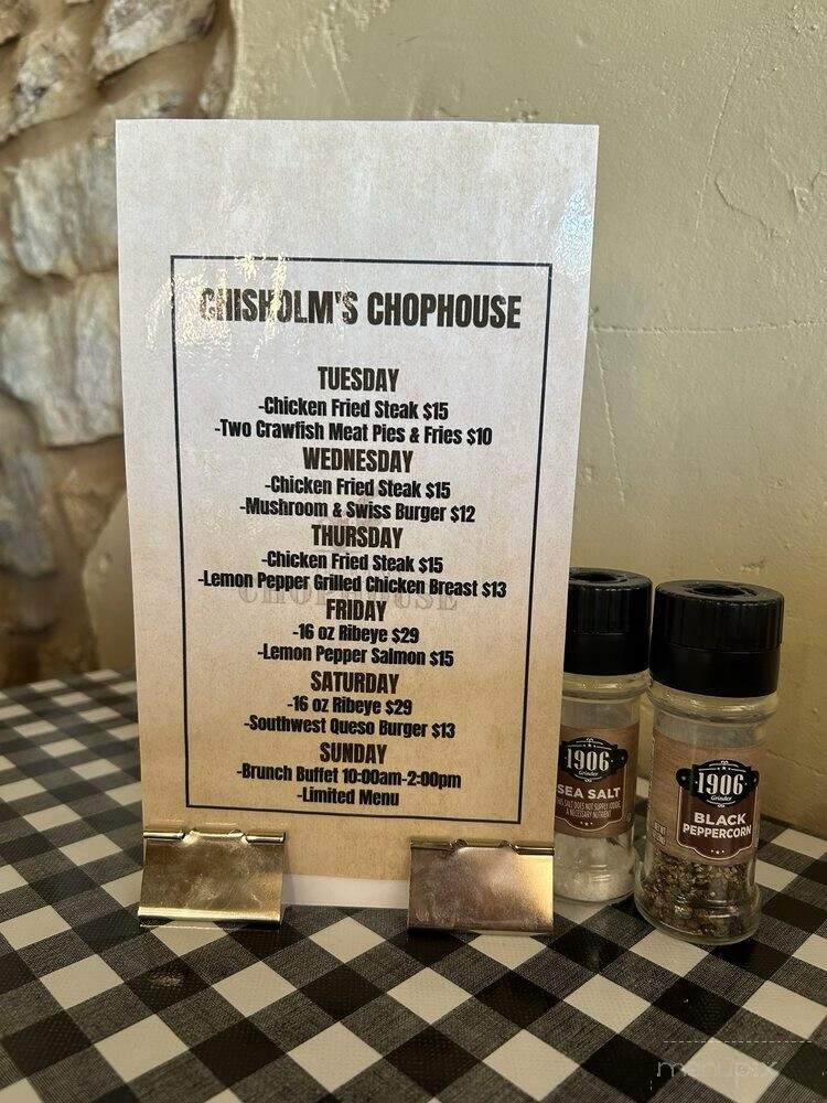 Chisholm's Chophouse - Saint Jo, TX menu_pic