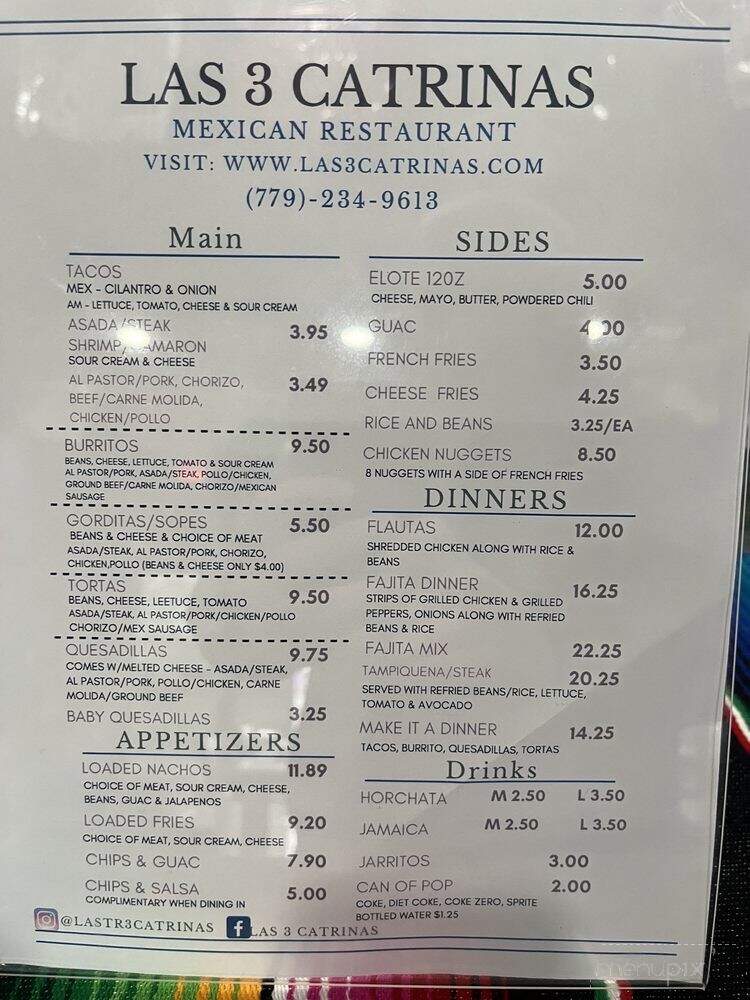 Las 3 Catrinas - Plainfield, IL menu_pic