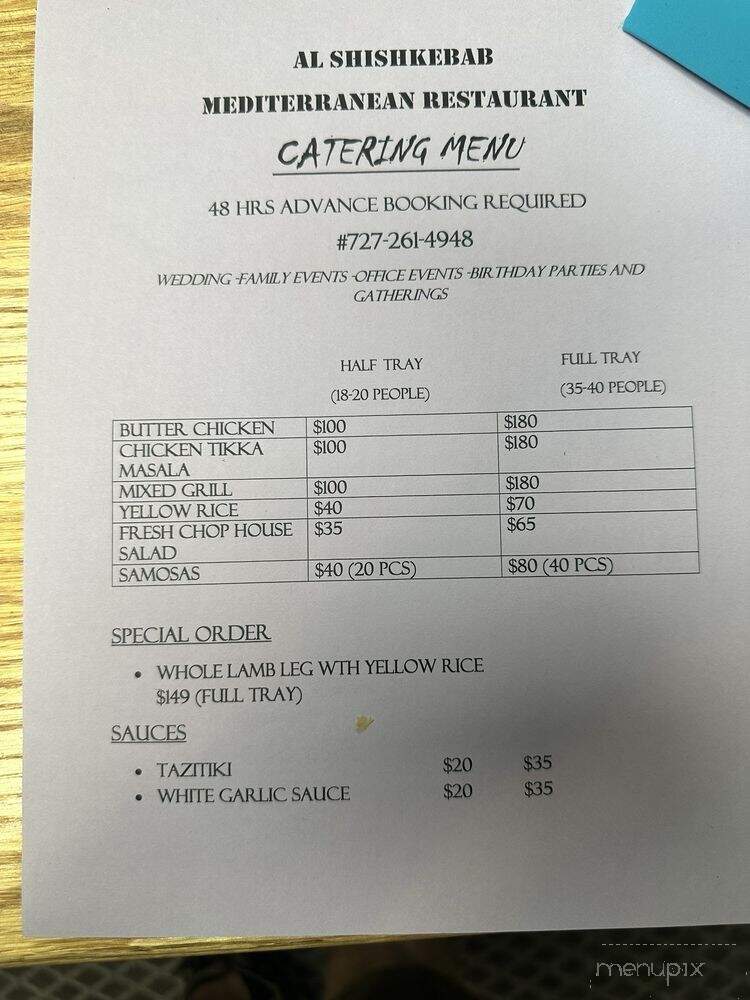 Al shishkebab - Port Richey, FL menu_pic