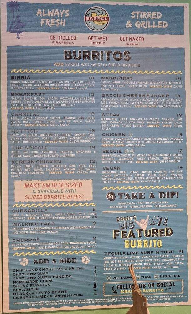 Barrel Burrito - Milwaukee, WI menu_pic