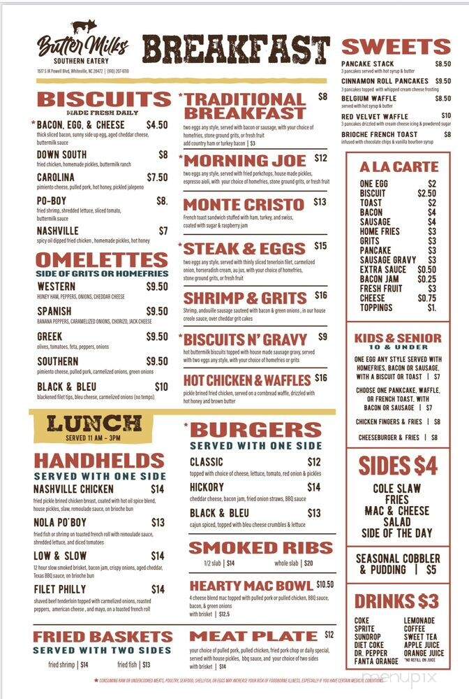 Buttermilks Southern Eatery - Whiteville, NC menu_pic