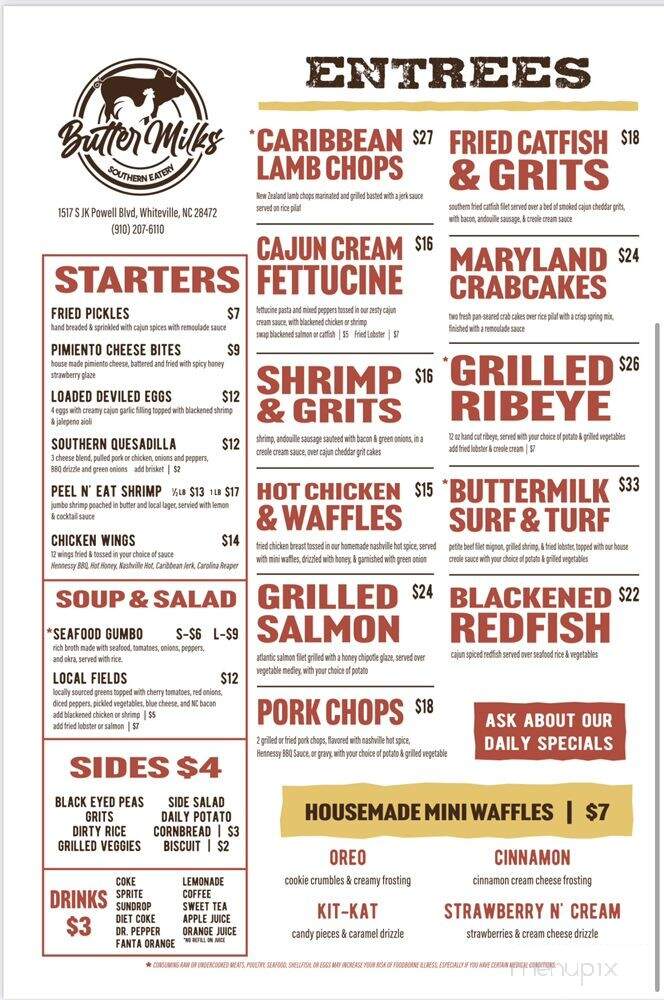 Buttermilks Southern Eatery - Whiteville, NC menu_pic
