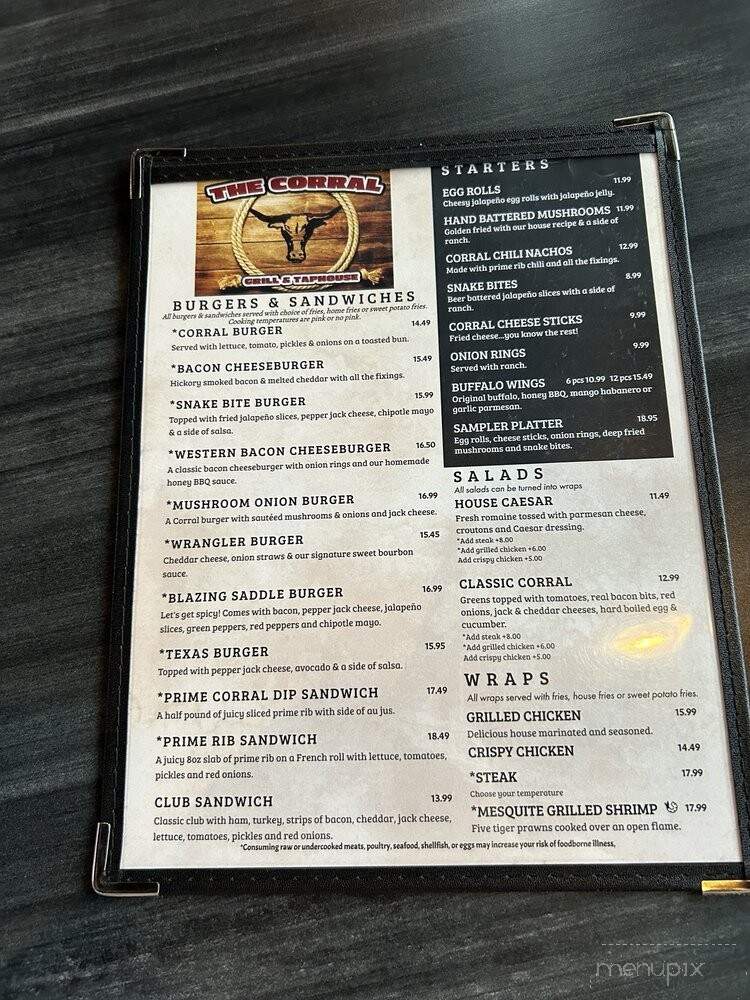 The Corral Grill & Taphouse - Tillamook, OR menu_pic