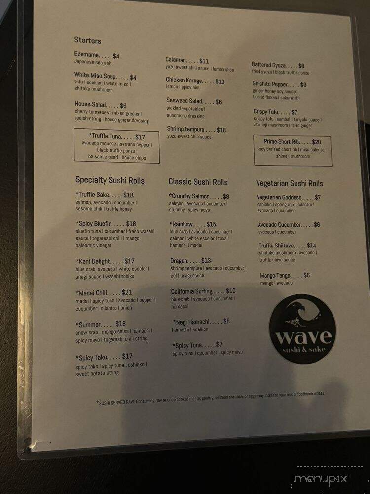 Wave Sushi - Chicago, IL menu_pic