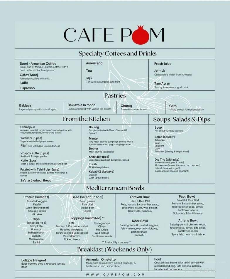 Cafe POM - Paoli, PA menu_pic