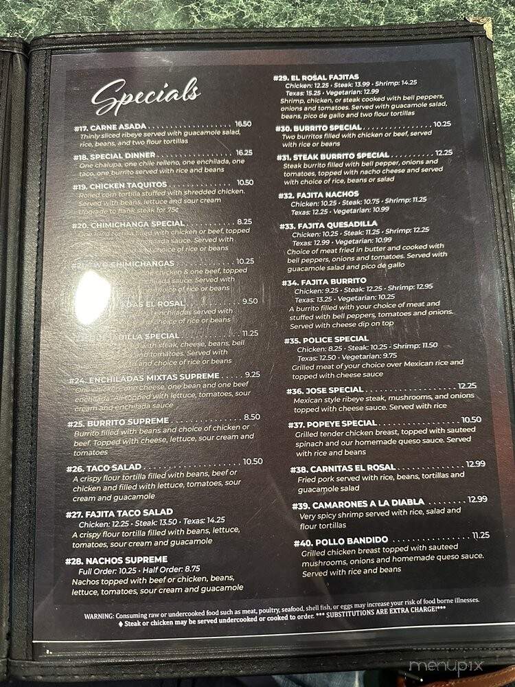 El Rosal - Barnesville, GA menu_pic