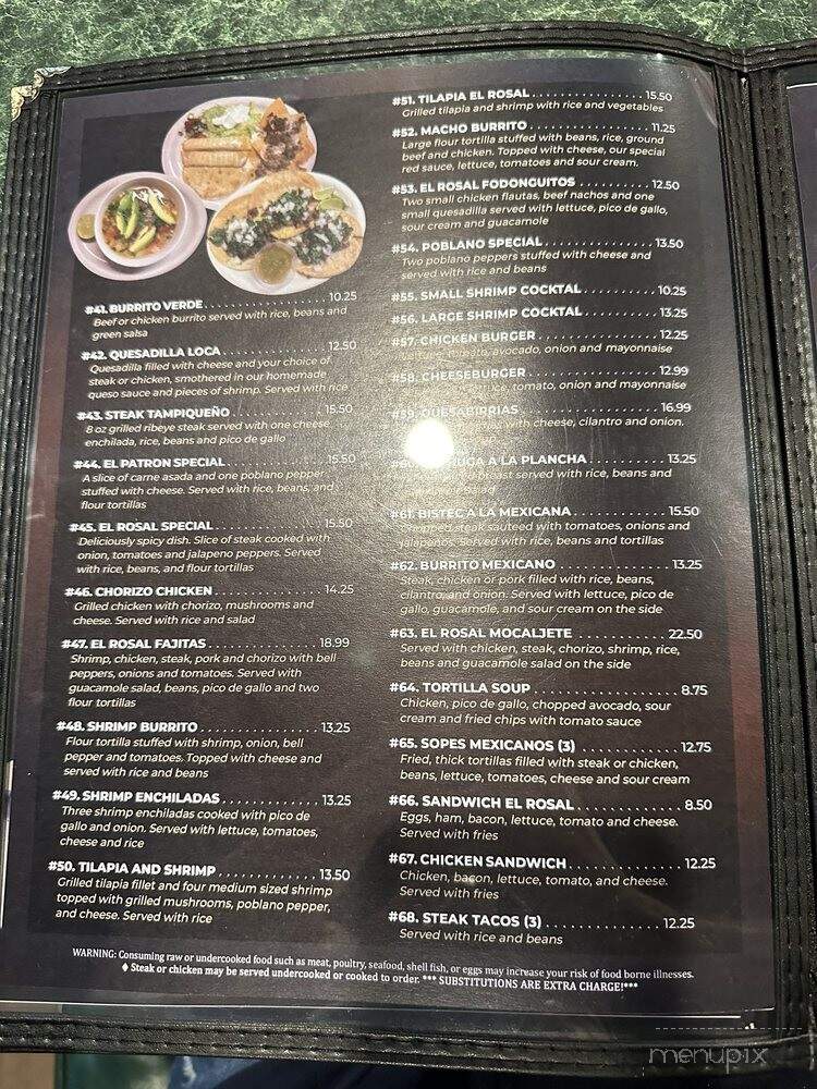 El Rosal - Barnesville, GA menu_pic