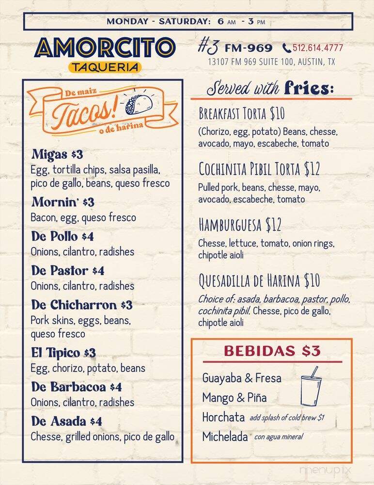 Amorcito Taqueria 3 - Austin, TX menu_pic