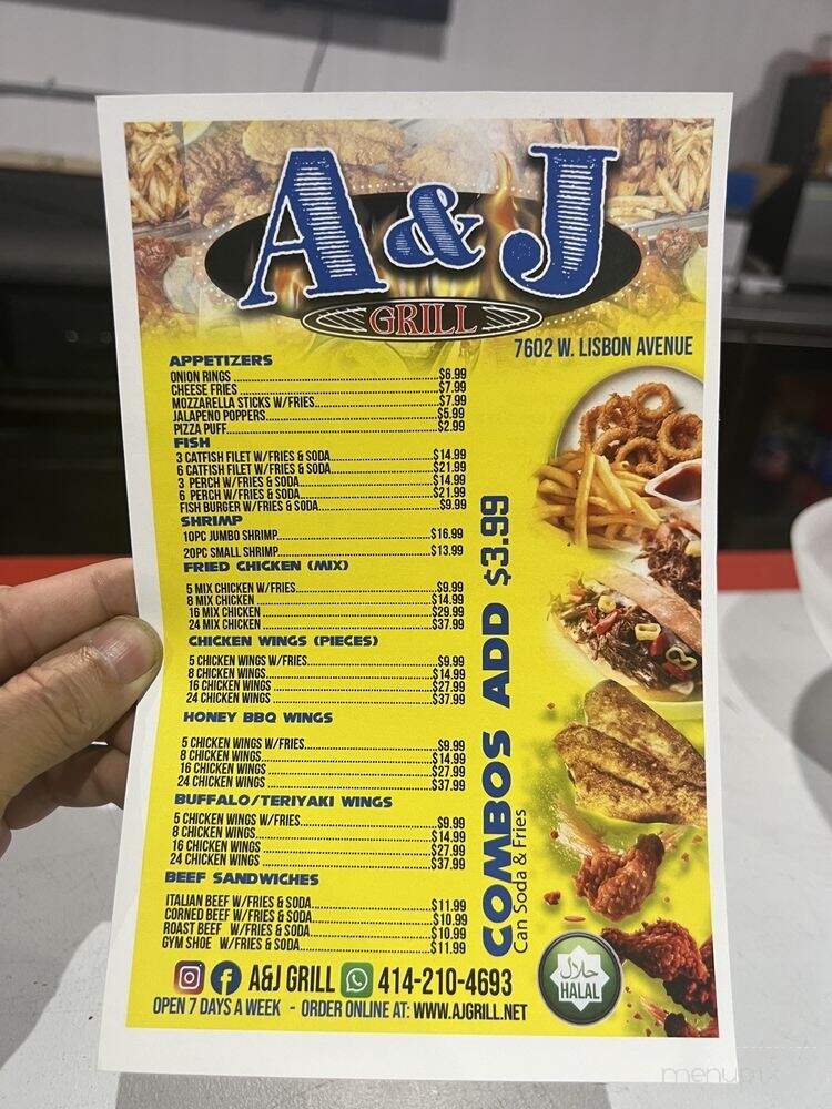 A & J Grill - Milwaukee, WI menu_pic