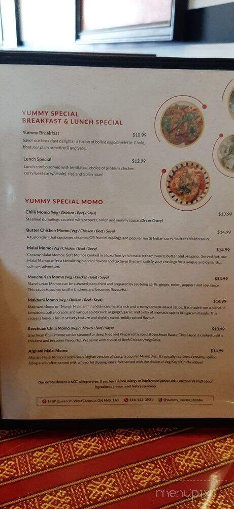 Yummy Momo - Toronto, ON menu_pic