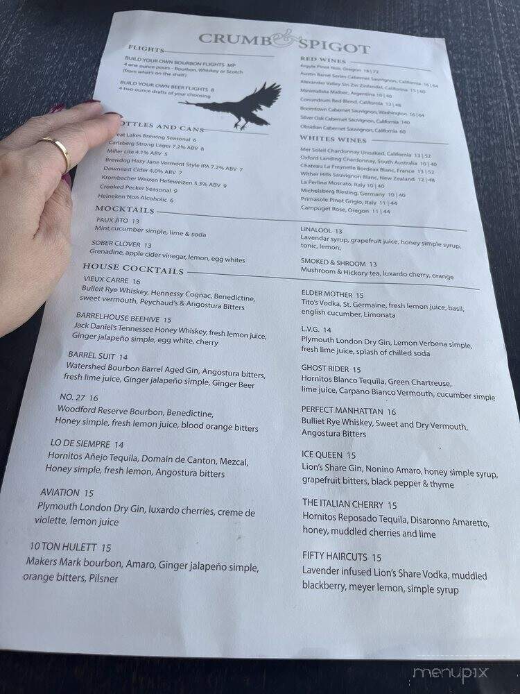 Crumb & Spigot - Lakewood, OH menu_pic