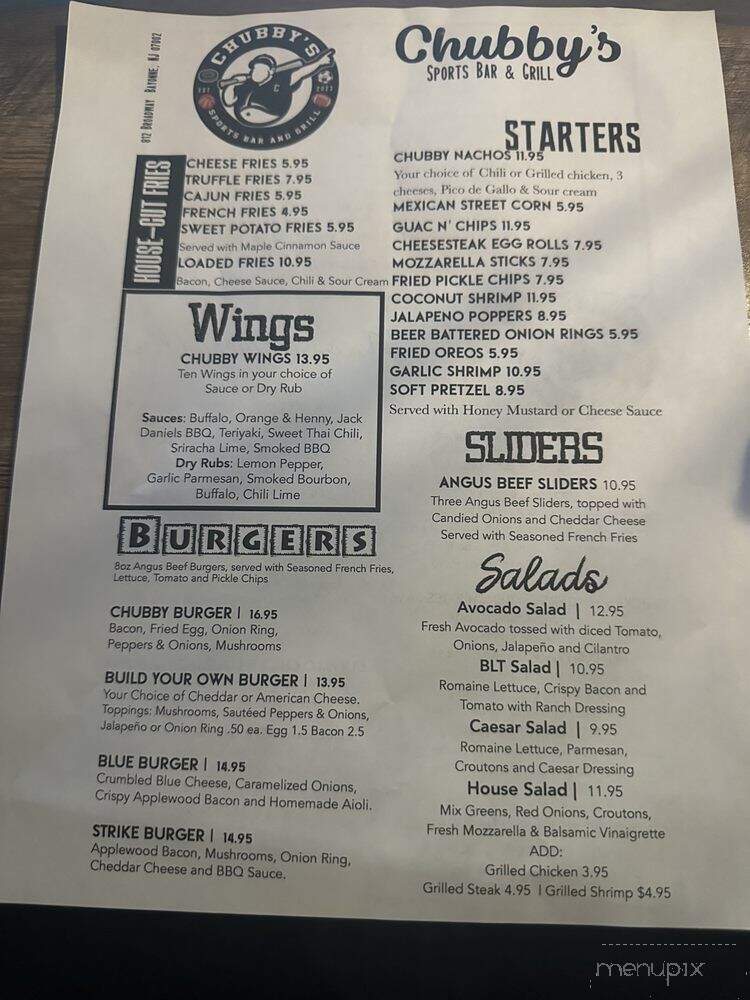 Chubby's Sports Bar & Grill - Bayonne, NJ menu_pic