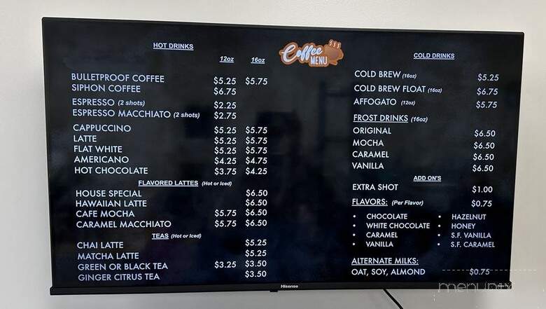 Mr Coffee Bean Head - Honolulu, HI menu_pic