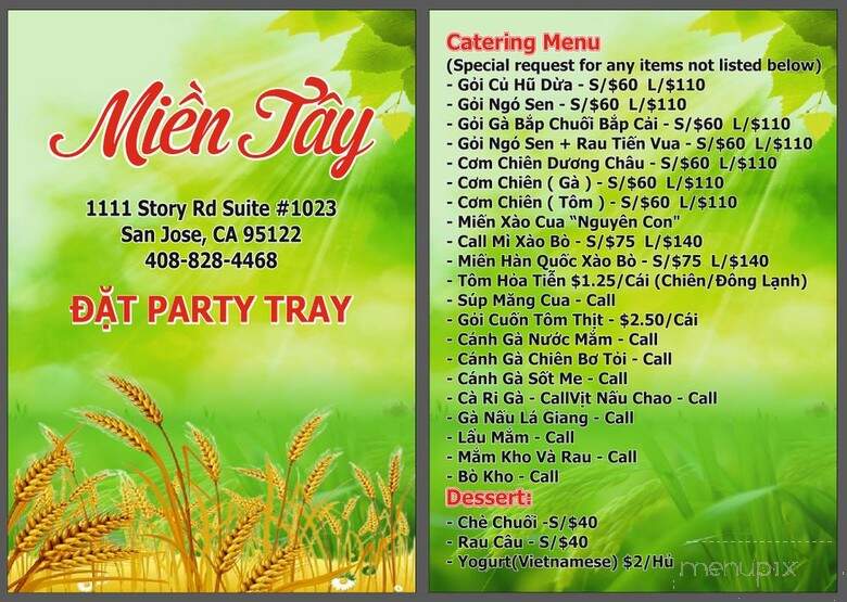 Mien Tay - San Jose, CA menu_pic