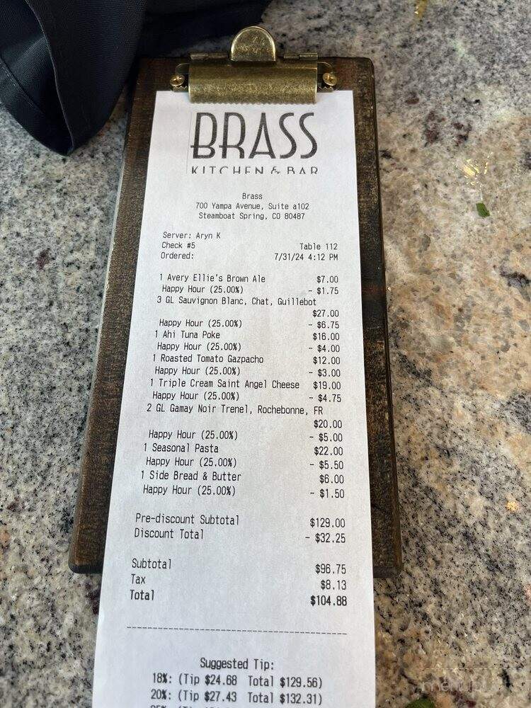 Brass Kitchen & Bar - Steamboat Springs, CO menu_pic