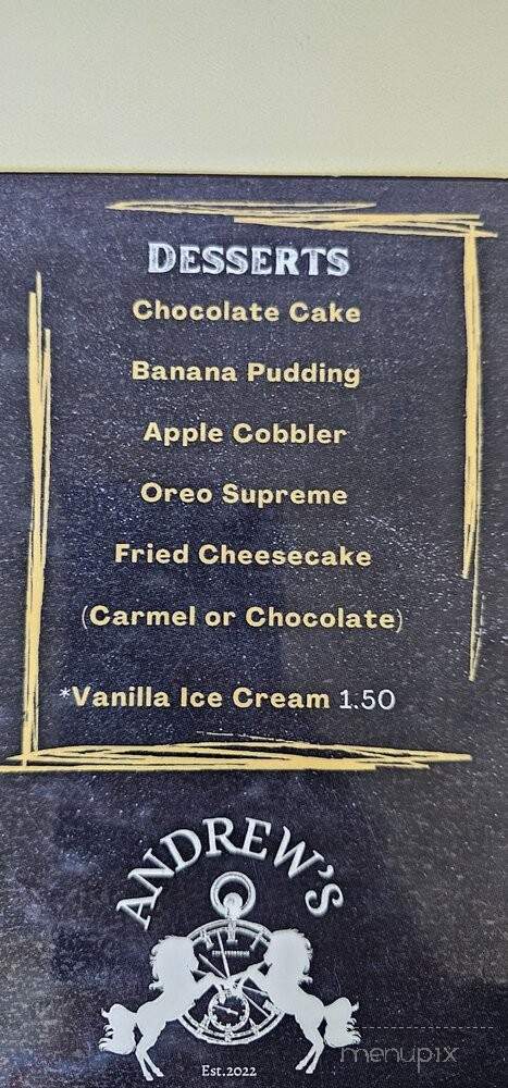 Andrew's Family Restaurant - Wingate, NC menu_pic