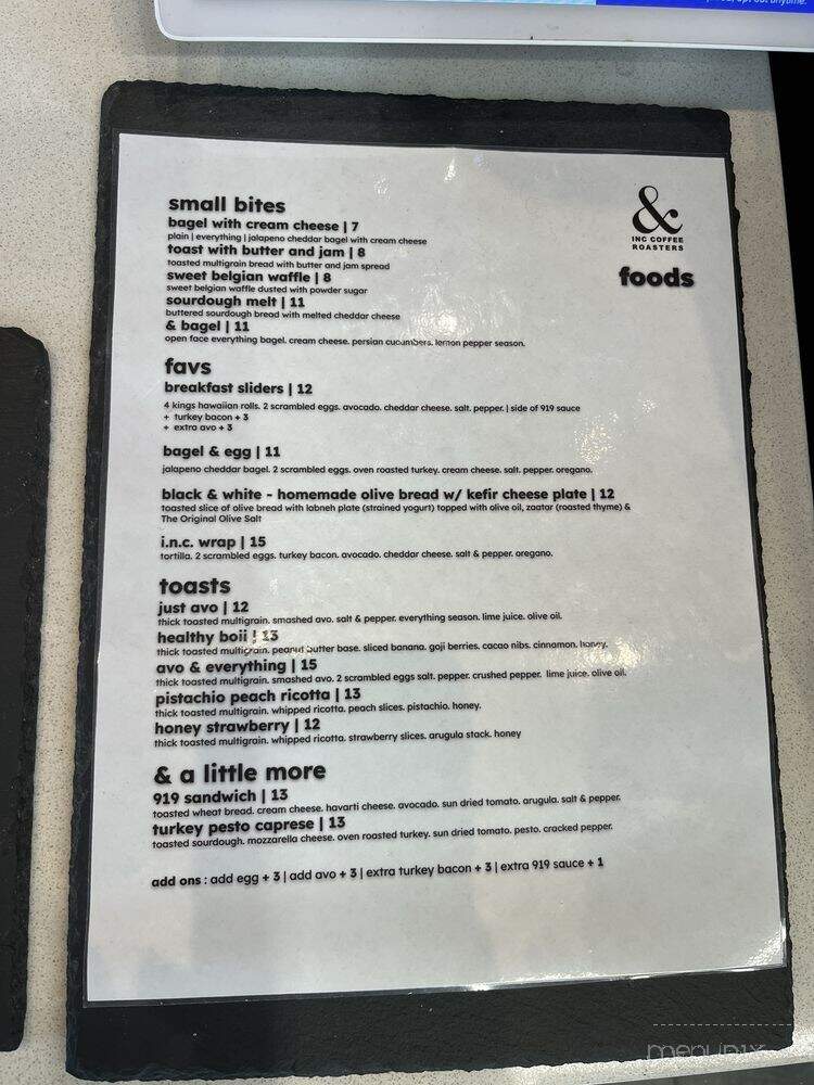 INC Coffee Roasters - Huntington Beach, CA menu_pic