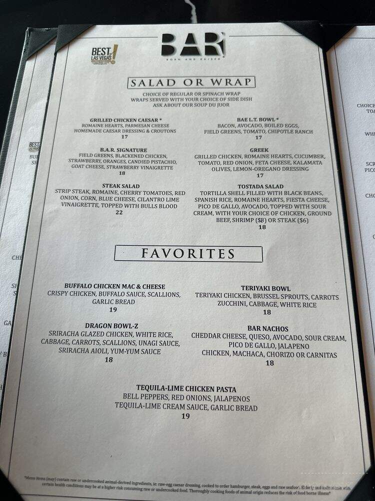 Born and Raised - Las Vegas, NV menu_pic
