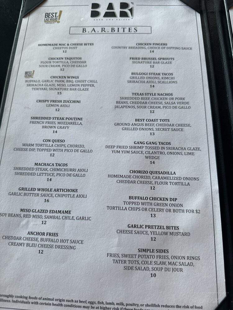 Born and Raised - Las Vegas, NV menu_pic