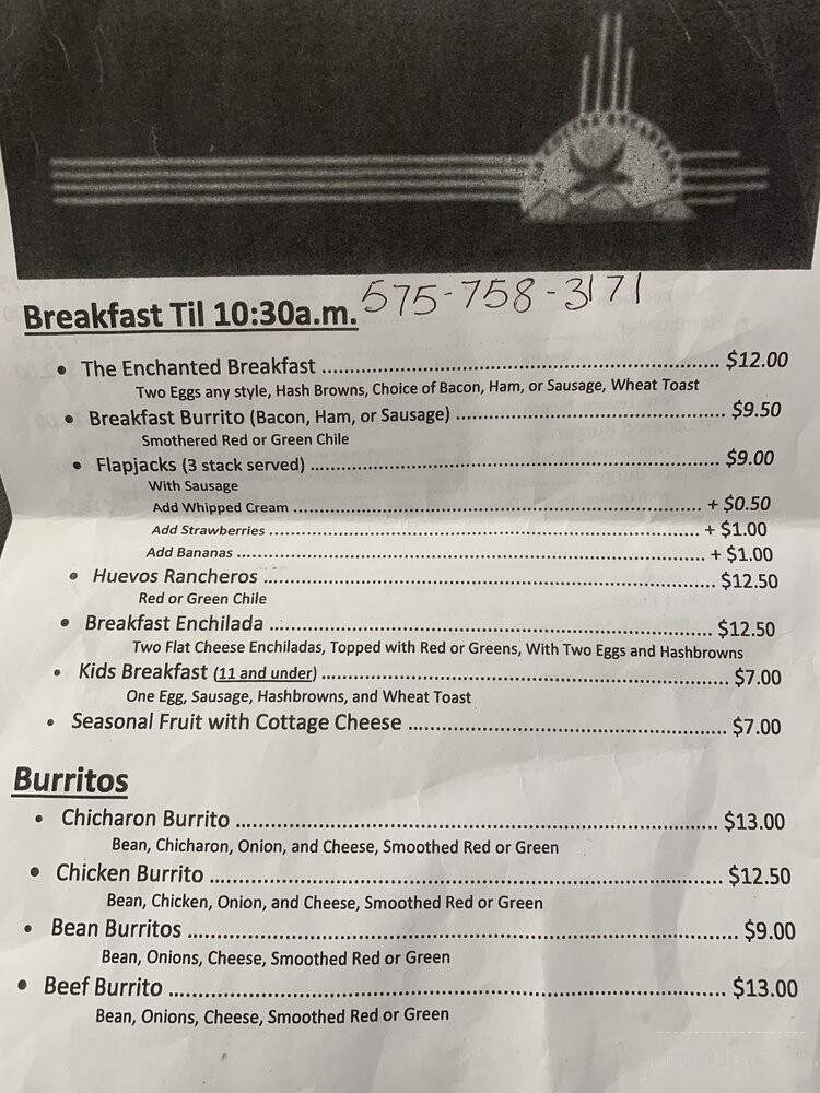 La Cocina Encantada - Taos, NM menu_pic