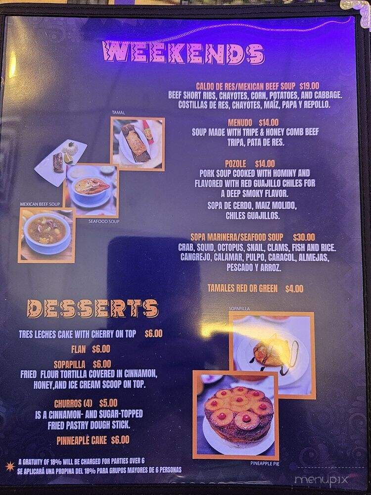 Que Padre Mexican Restaurant - Jacksonville, FL menu_pic