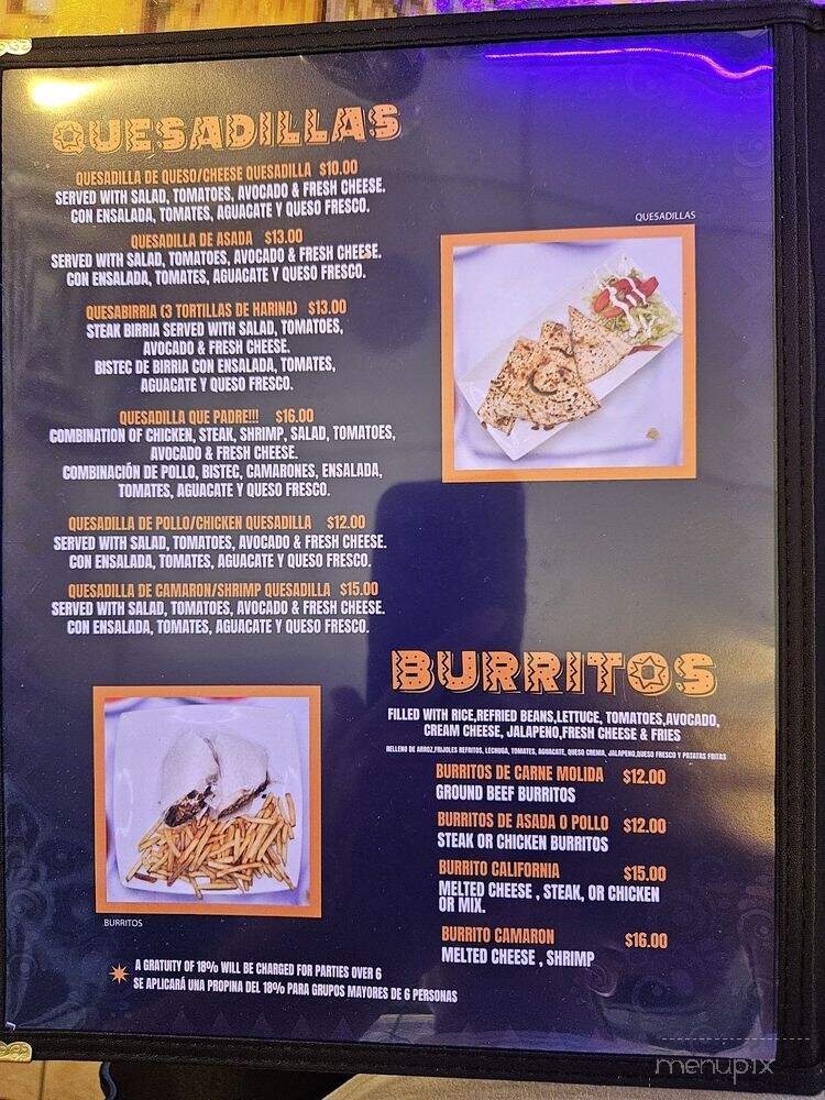 Que Padre Mexican Restaurant - Jacksonville, FL menu_pic