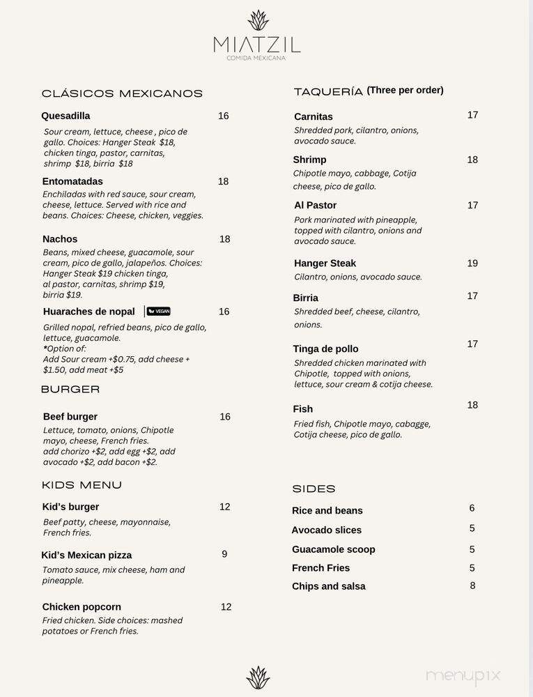 Miatzil - Brooklyn, NY menu_pic
