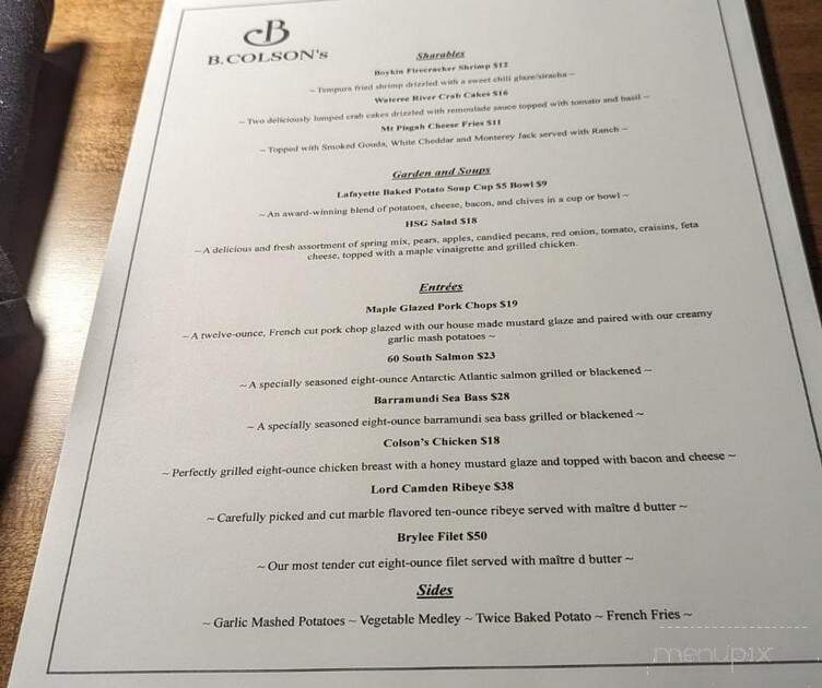 BColsons - Camden, SC menu_pic