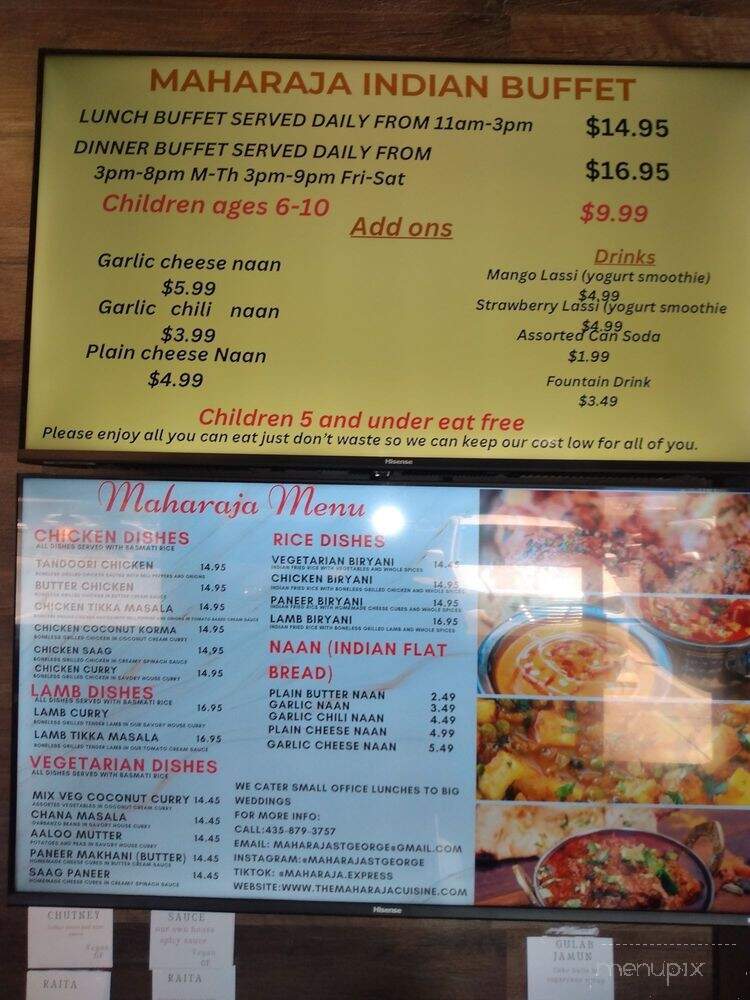 Maharaja Indian Cuisine - St. George, UT menu_pic