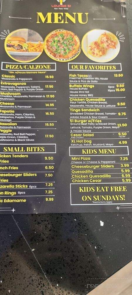 Lounge 51 - Tarzana, CA menu_pic
