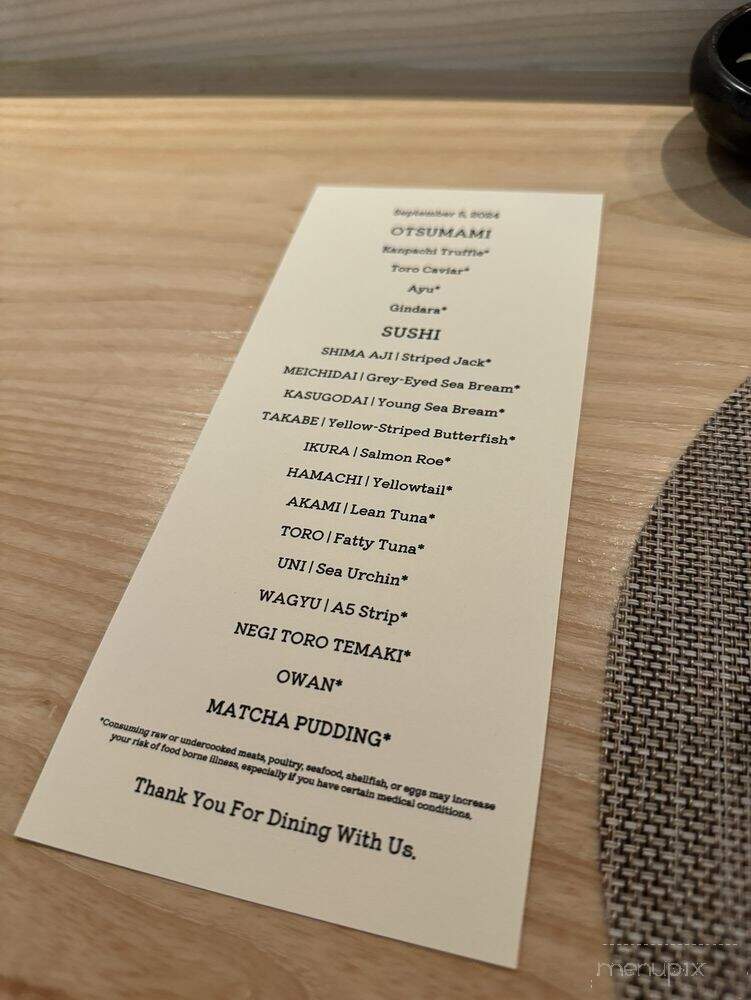 Natsu Omakase - Orlando, FL menu_pic