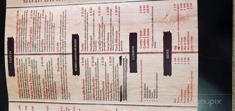 Carajillo Mexican Grill - Poteau, OK menu_pic