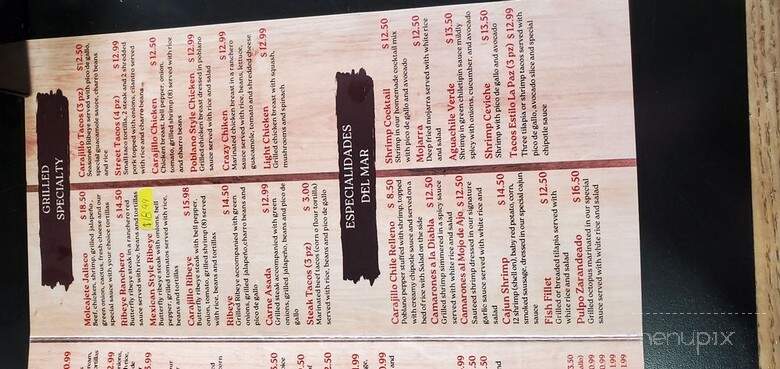 Carajillo Mexican Grill - Poteau, OK menu_pic