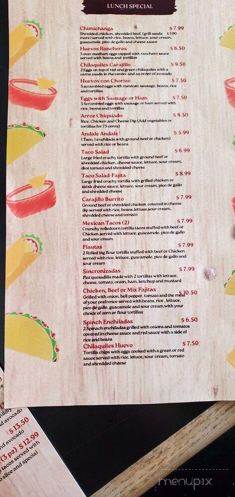 Carajillo Mexican Grill - Poteau, OK menu_pic