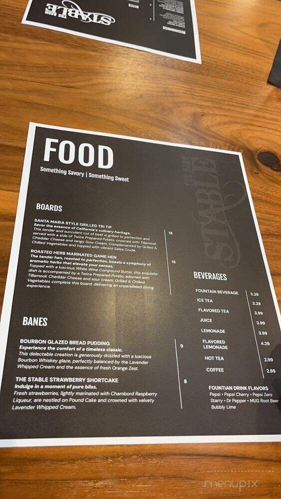 The Stable - Riverside, CA menu_pic