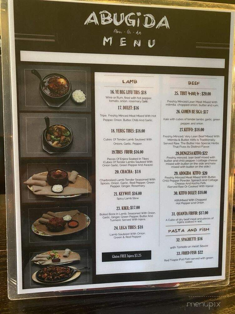 Abugida Restaurant - Toronto, ON menu_pic