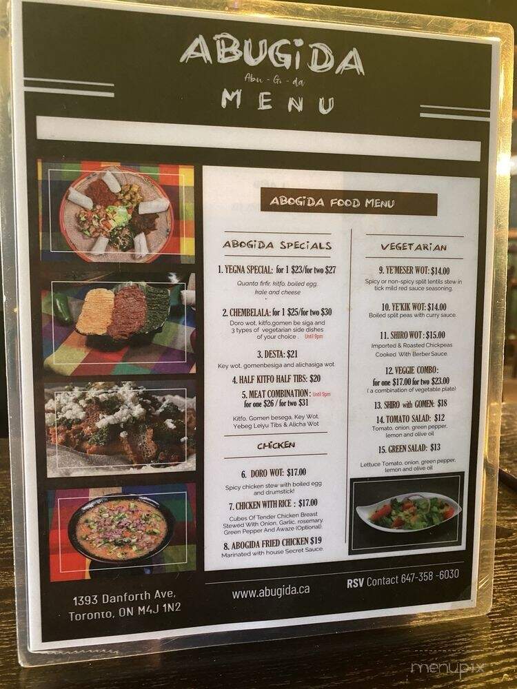 Abugida Restaurant - Toronto, ON menu_pic