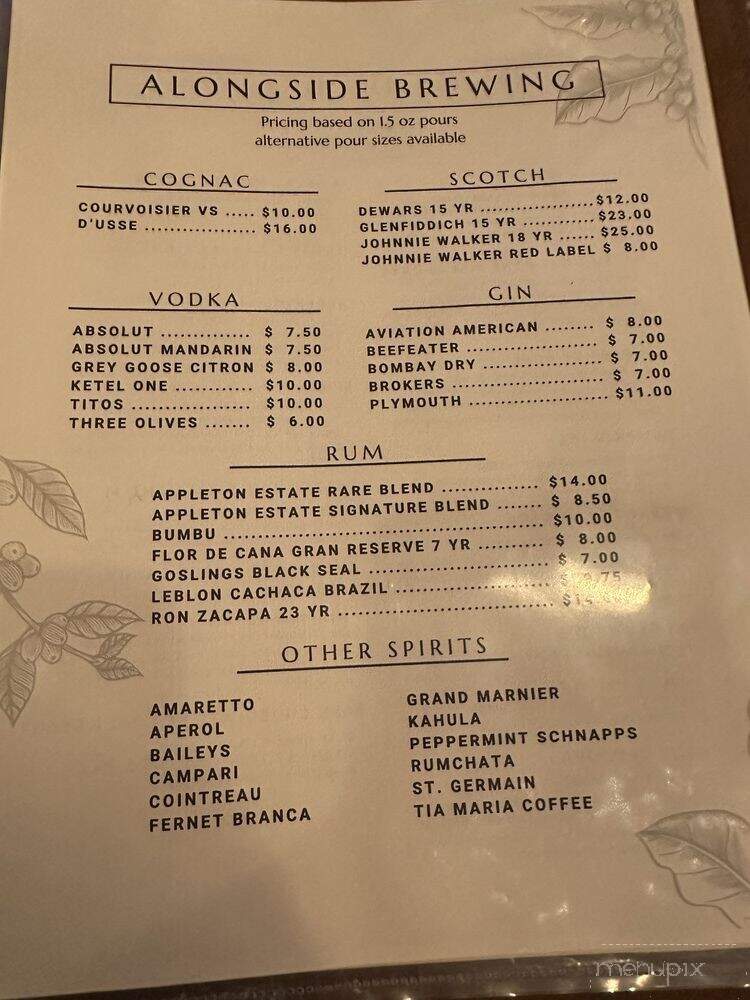 Alongside Brewing - Charlotte, NC menu_pic