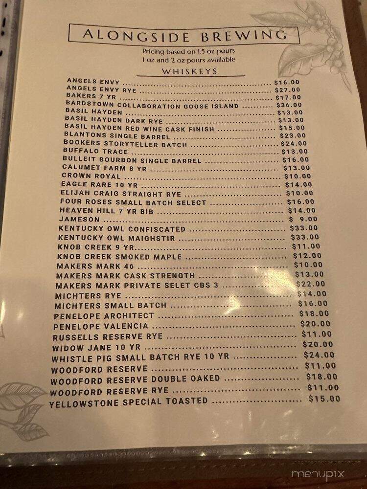 Alongside Brewing - Charlotte, NC menu_pic