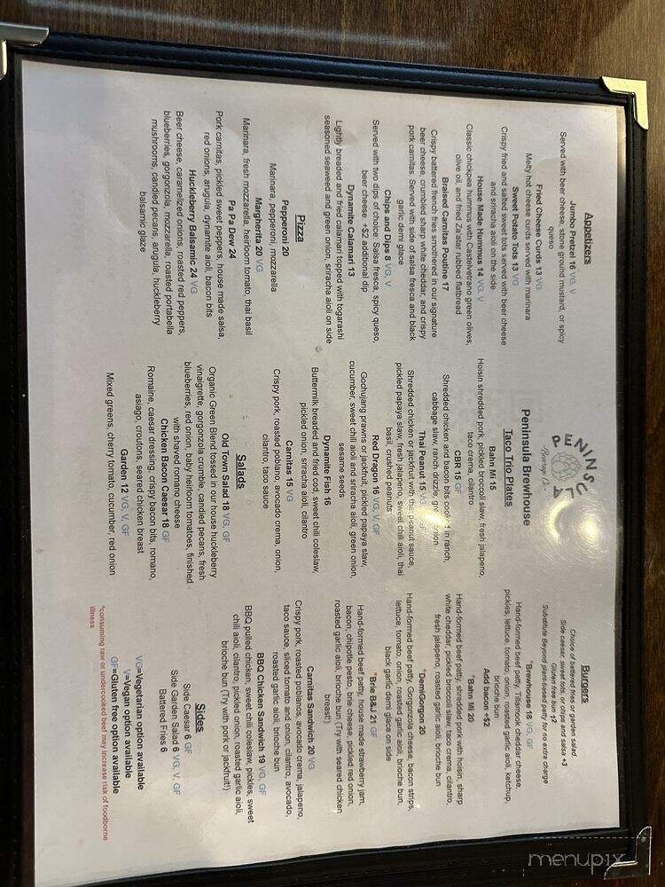 Peninsula Brewhouse - Silverdale, WA menu_pic