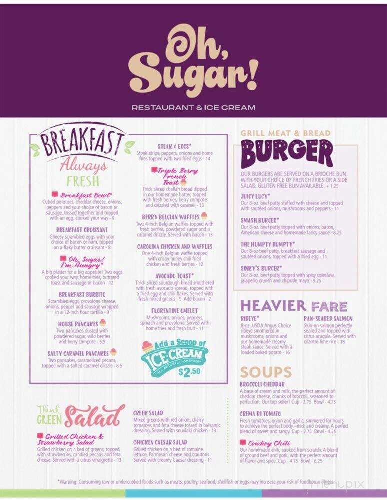 Oh, Sugar - Eden, NC menu_pic