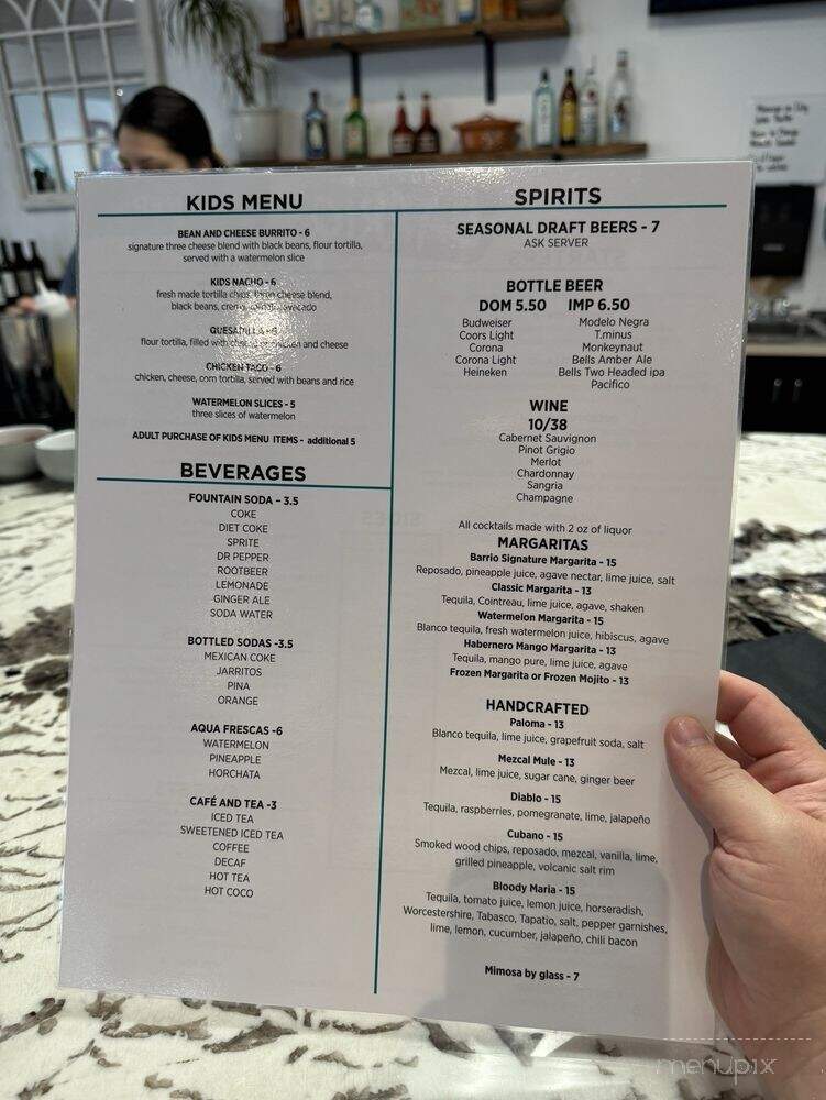 Barrio Modern Mexican Cuisine - Madison, AL menu_pic