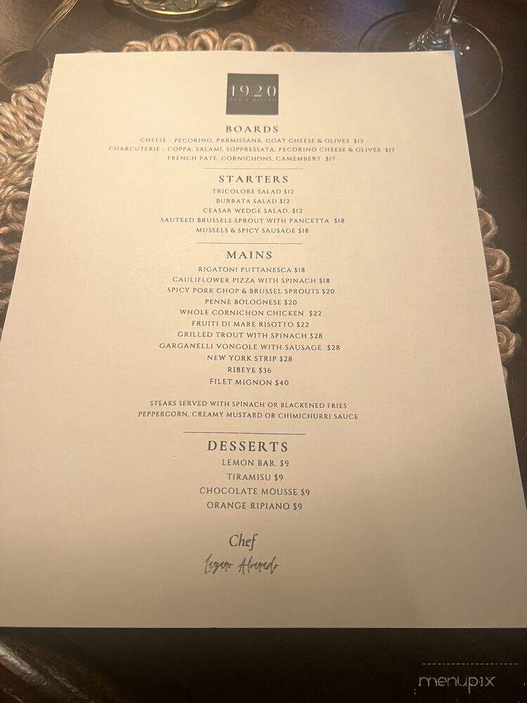 1920 Bar and Bistro - Norwalk, CT menu_pic